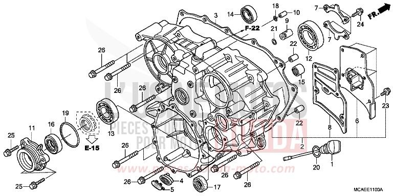 CARTER ARRIERE de Gold Wing GRAPHITE BLACK (NHB01) de 2015